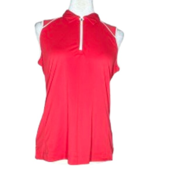 Slazenger Women's Pink 1/4 Zip Sleeveless Polo Golf Shirt Size Medium - Picture 2 of 8